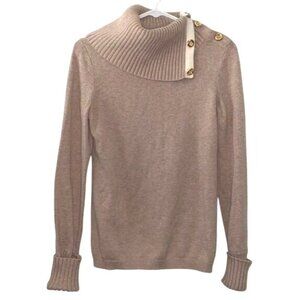 Banana Republic Womens Asymmetrical Button Turtleneck Sweater Small 100% Cotton